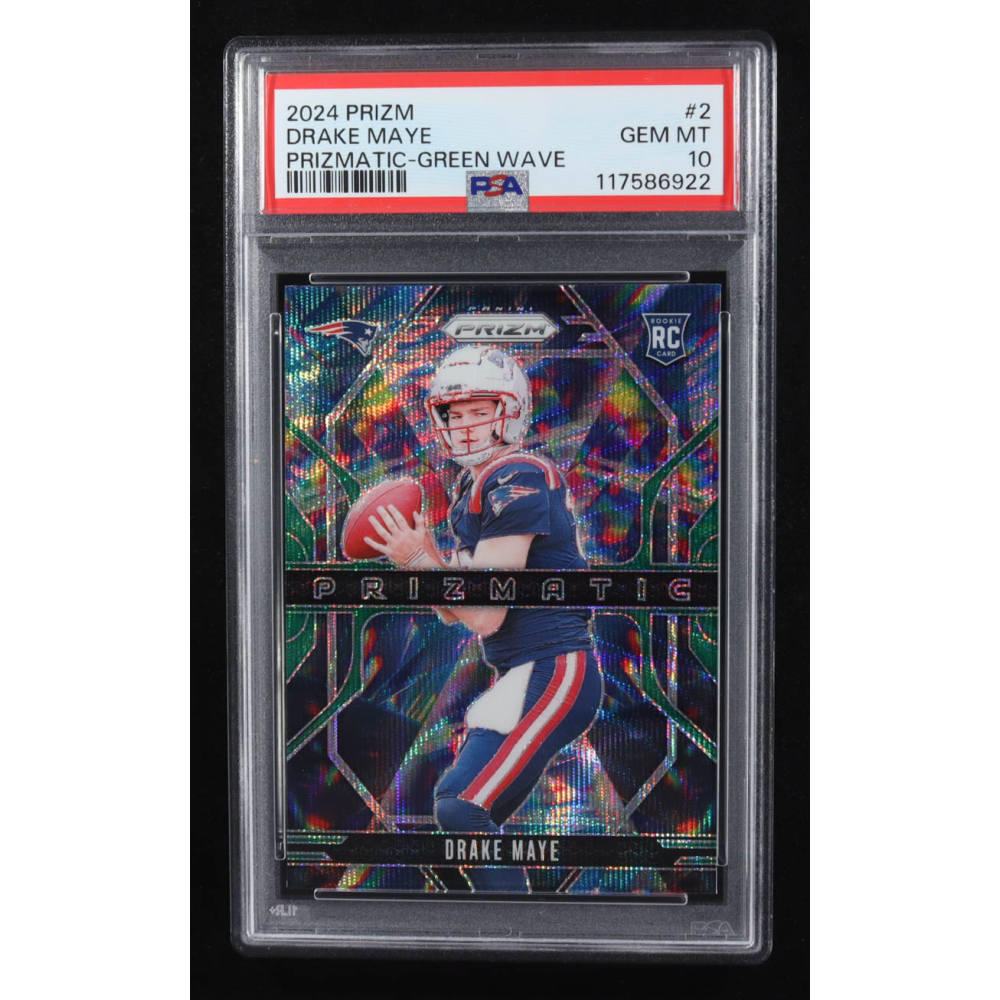 Drake Maye 2024 Prizm Prizmatic Green Wave #2 RC (PSA 10) at PristineAuction.com