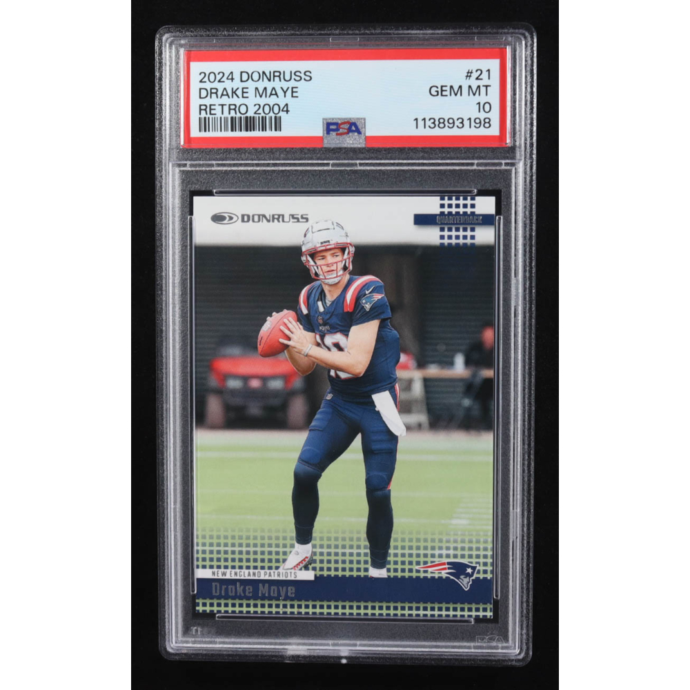 Drake Maye 2024 Donruss Retro '04 #21 RC (PSA 10) at PristineAuction.com