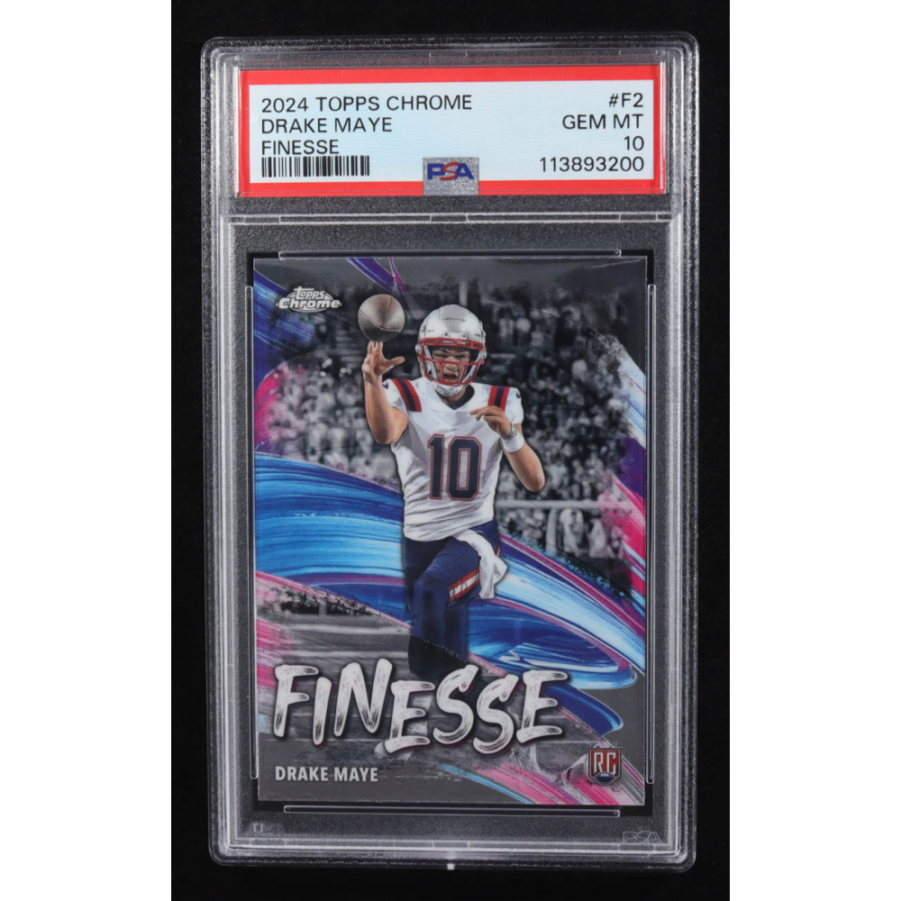 Drake Maye 2024 Topps Chrome Finesse #F2 RC (PSA 10) at PristineAuction.com