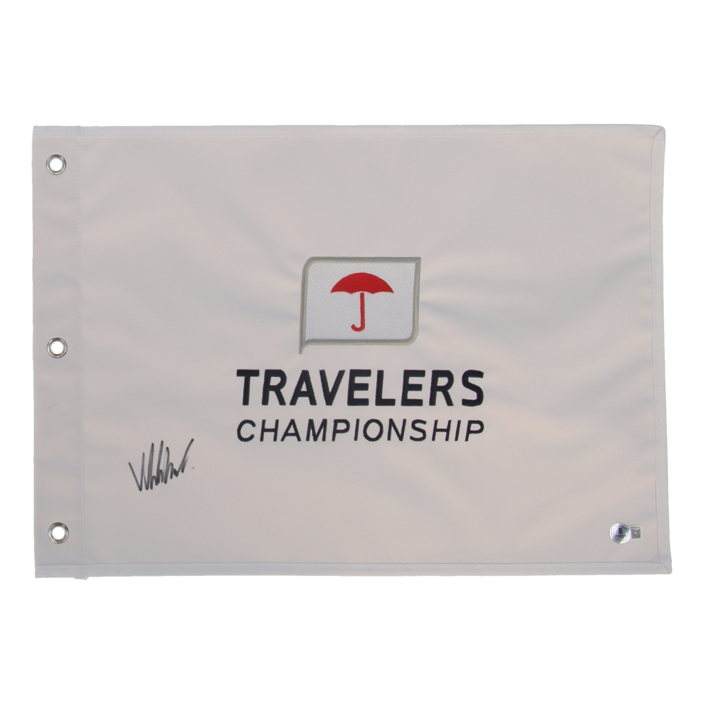 Viktor Hovland Signed Travelers Championship Golf Pin Flag (Beckett) at PristineAuction.com