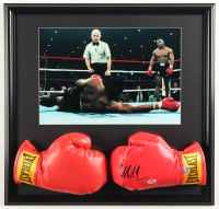 Mike Tyson Signed Custom Framed Everlast Boxing Glove Display with Photo (Tyson & PSA) at PristineAuction.com