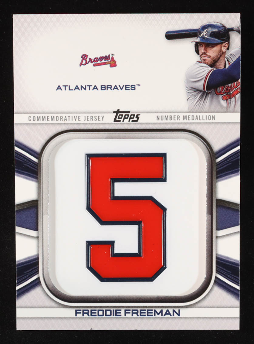 Freddie Freeman 2022 Topps Commemorative Player Jersey Number Medallions #JNMFF at PristineAuction.com Freddie Freeman 2022 Topps Commemorative Player Jersey Number Medallions #JNMFF at PristineAuction.com