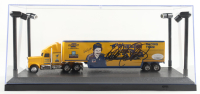 Dale Earnhardt Sr. Signed NASCAR Wrangler Racing Team Hauler 1:64 Scale Die-Cast Transporter With Light Up Display Case (JSA) at PristineAuction.com