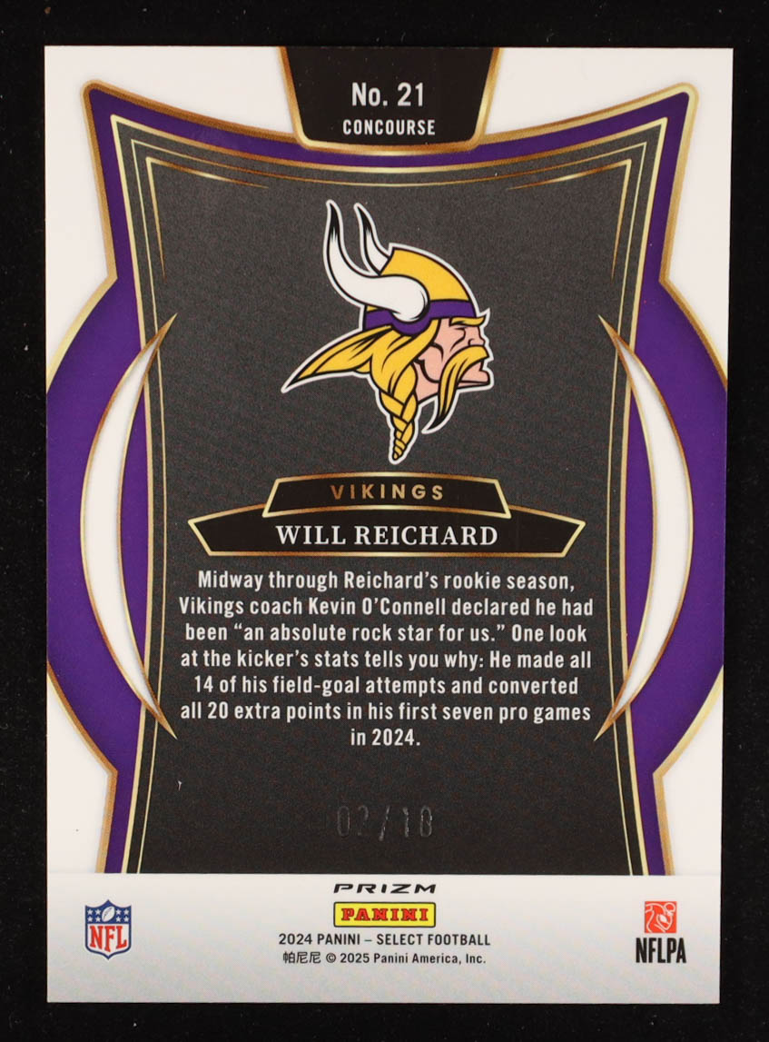 Will Reichard 2024 Select Prizm Gold #21 RC #2/10 at PristineAuction.com Will Reichard 2024 Select Prizm Gold #21 RC #2/10 at PristineAuction.com