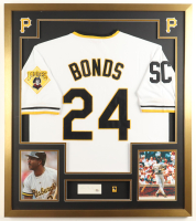 Barry Bonds Signed Custom Framed Cut Display with Jersey & Pirates Logo Pin (PSA) at PristineAuction.com
