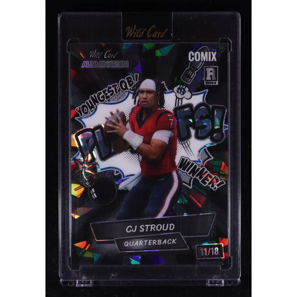 CJ Stroud 2023 Wild Card Alumination Comix PLAYOFFS! Black Crystal #ACWP1-CS3 #11/18 RC at PristineAuction.com