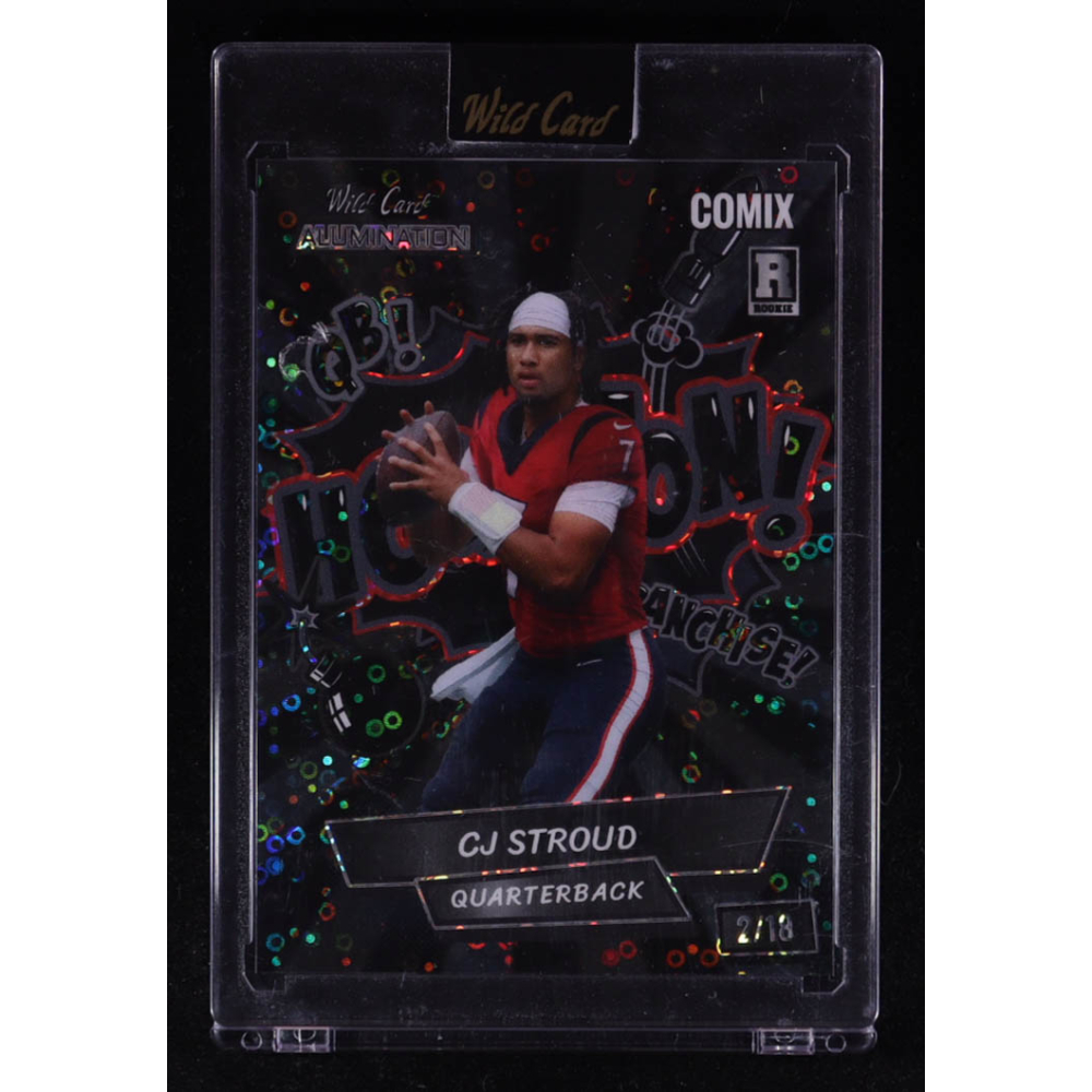 CJ Stroud 2023 Wild Card Alumination Comix HOUSTON! Black Donut Circles #ACBH-CS3 #02/18 RC at PristineAuction.com