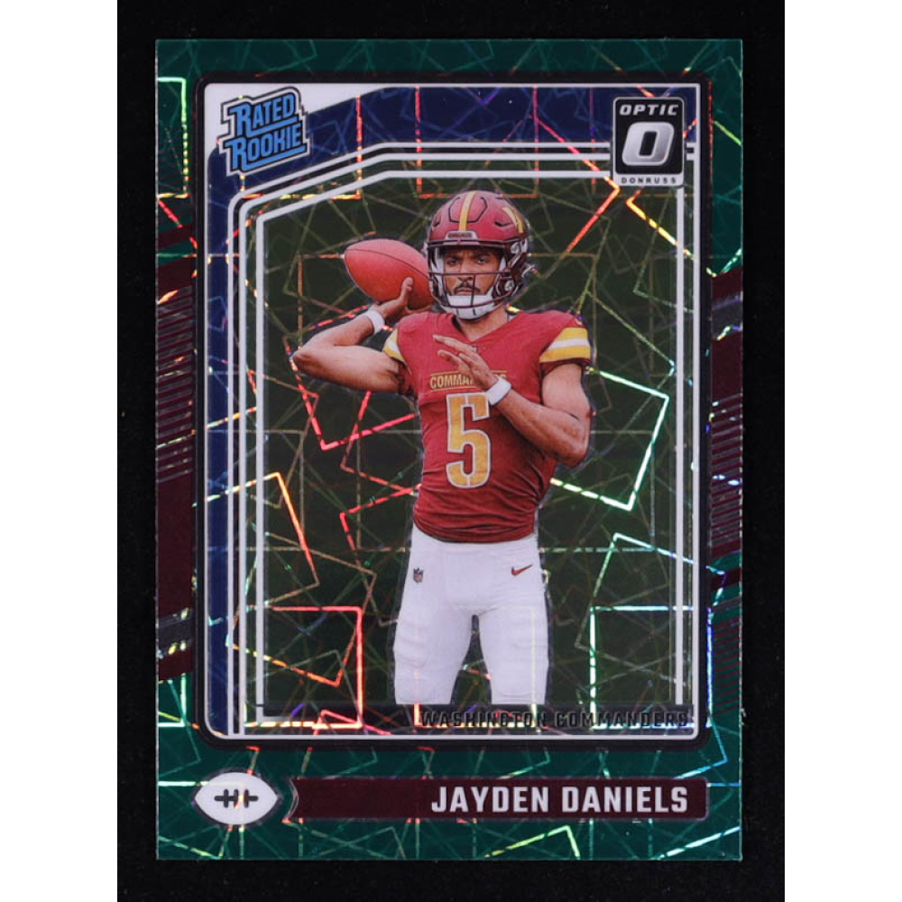 Jayden Daniels 2024 Donruss Optic Green Velocity #248 RC at PristineAuction.com Jayden Daniels 2024 Donruss Optic Green Velocity #248 RC at PristineAuction.com