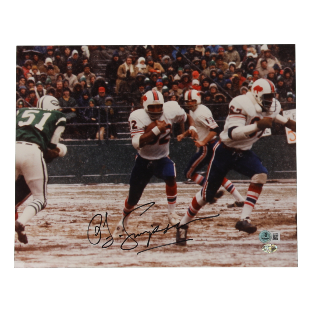 O. J. Simpson Signed Bills Trophy 11x14 Photo (Beckett & Simpson) at PristineAuction.com
