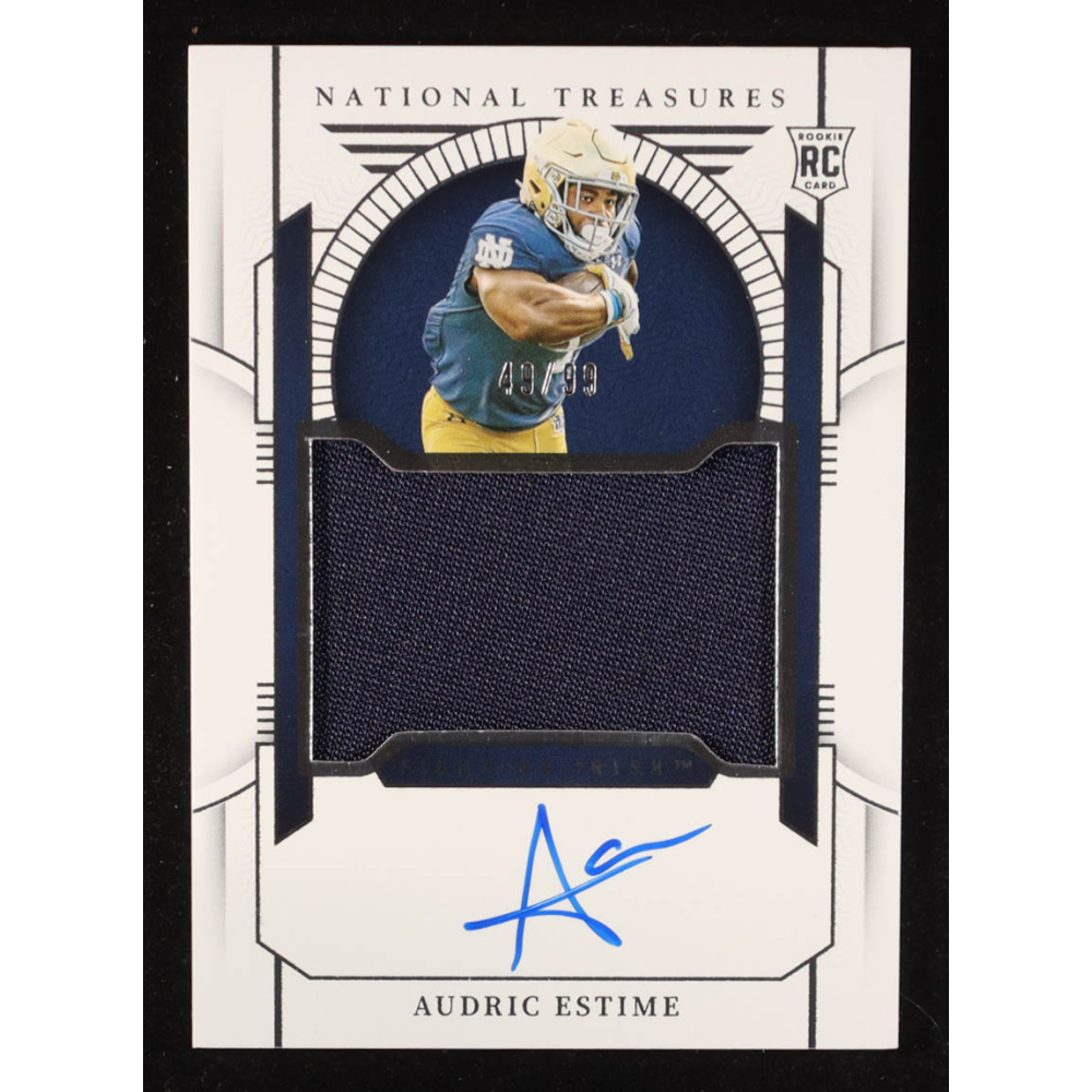 Audric Estime 2024 Panini National Treasures Collegiate Jersey Autographs #53 #49/99 at PristineAuction.com