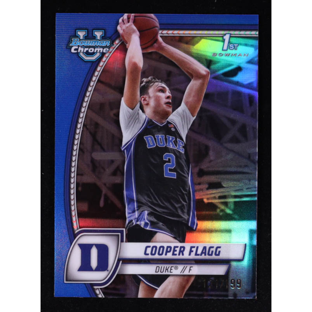 Cooper Flagg 2024-25 Bowman Chrome University Blue Refractors #16 #121/199 RC at PristineAuction.com