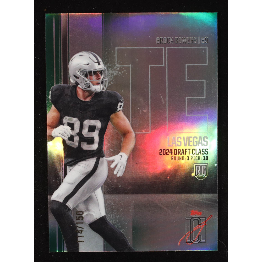 Brock Bowers 2024 Topps Signature Class Rookies Chrome Green Refractors #RCV69 RC #114/150 at PristineAuction.com Brock Bowers 2024 Topps Signature Class Rookies Chrome Green Refractors #RCV69 RC #114/150 at PristineAuction.com