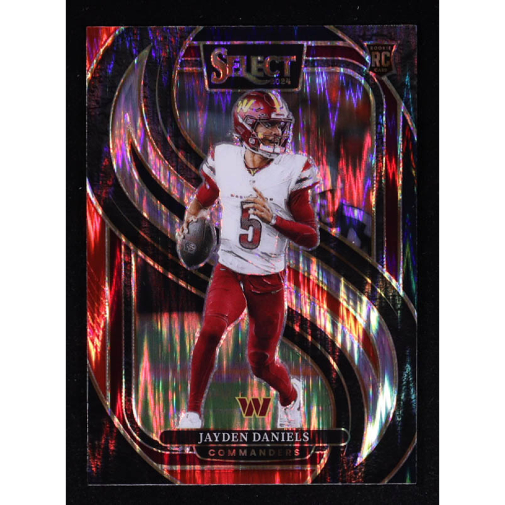 Jayden Daniels 2024 Select Prizm Black and Red Shock #112 RC at PristineAuction.com