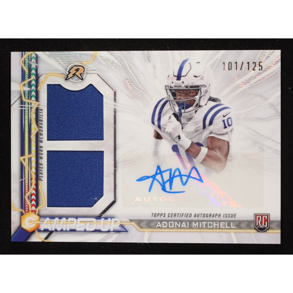 Adonai Mitchell 2024 Topps Resurgence Amped Up Rookie Patch Autographs White Surge #AUAM RC #101/125 at PristineAuction.com