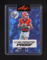 Carson Beck Leaf Pro Set Platinum Crystal Blue Pre-Production Proof #NNO #1/1 RC at PristineAuction.com