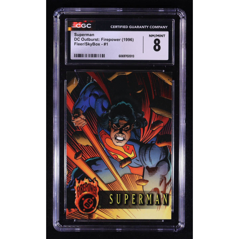 Superman 1996 SkyBox DC Outburst Firepower #1 (CGC 8) at PristineAuction.com