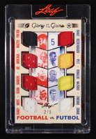 Walter Payton / Joe Montana / Deion Sanders / Randy Moss / Franz Beckenbauer / Pele / Ronaldo Nazario / Zinedine Zidane 2025 Leaf Glory of the Game Football vs. Futbol Jerseys USA Flag Foil #FF5 #2/5 at PristineAuction.com