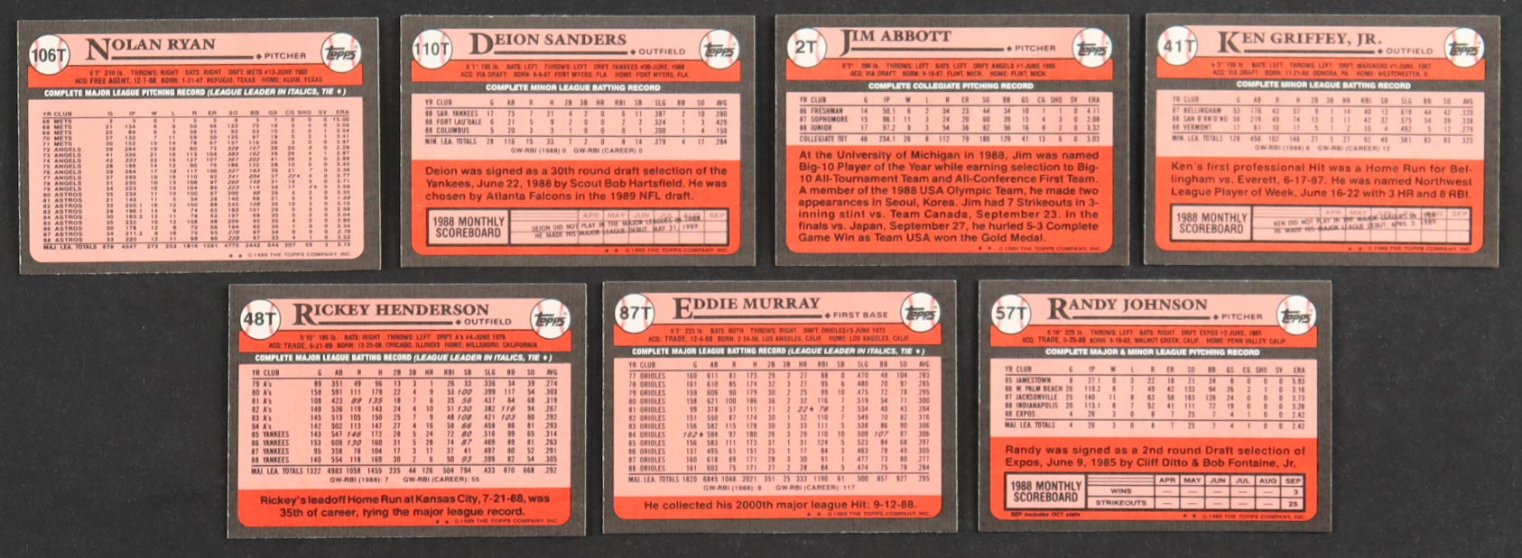1989 Topps Traded Baseball Complete Set of (132) Cards with Ken Griffey Jr. #41T RC, Randy Johnson #57T, Deion Sanders #110T, Nolan Ryan #106T at PristineAuction.com 1989 Topps Traded Baseball Complete Set of (132) Cards with Ken Griffey Jr. #41T RC, Randy Johnson #57T, Deion Sanders #110T, Nolan Ryan #106T at PristineAuction.com