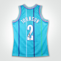 Larry Johnson Signed Hornets Mitchell & Ness Authentic Jersey (Beckett) at PristineAuction.com