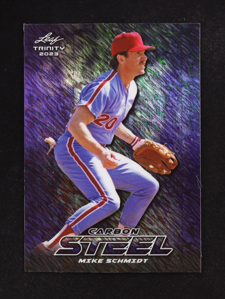 Mike Schmidt 2023 Leaf Trinity Mega Box Steel Carbon Shimmer Purple #S49 #2/8 at PristineAuction.com Mike Schmidt 2023 Leaf Trinity Mega Box Steel Carbon Shimmer Purple #S49 #2/8 at PristineAuction.com