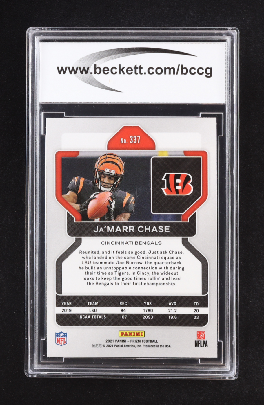 Ja'marr Chase 2021 Panini Prizm #337 RC (BCCG 10) at PristineAuction.com Ja'marr Chase 2021 Panini Prizm #337 RC (BCCG 10) at PristineAuction.com