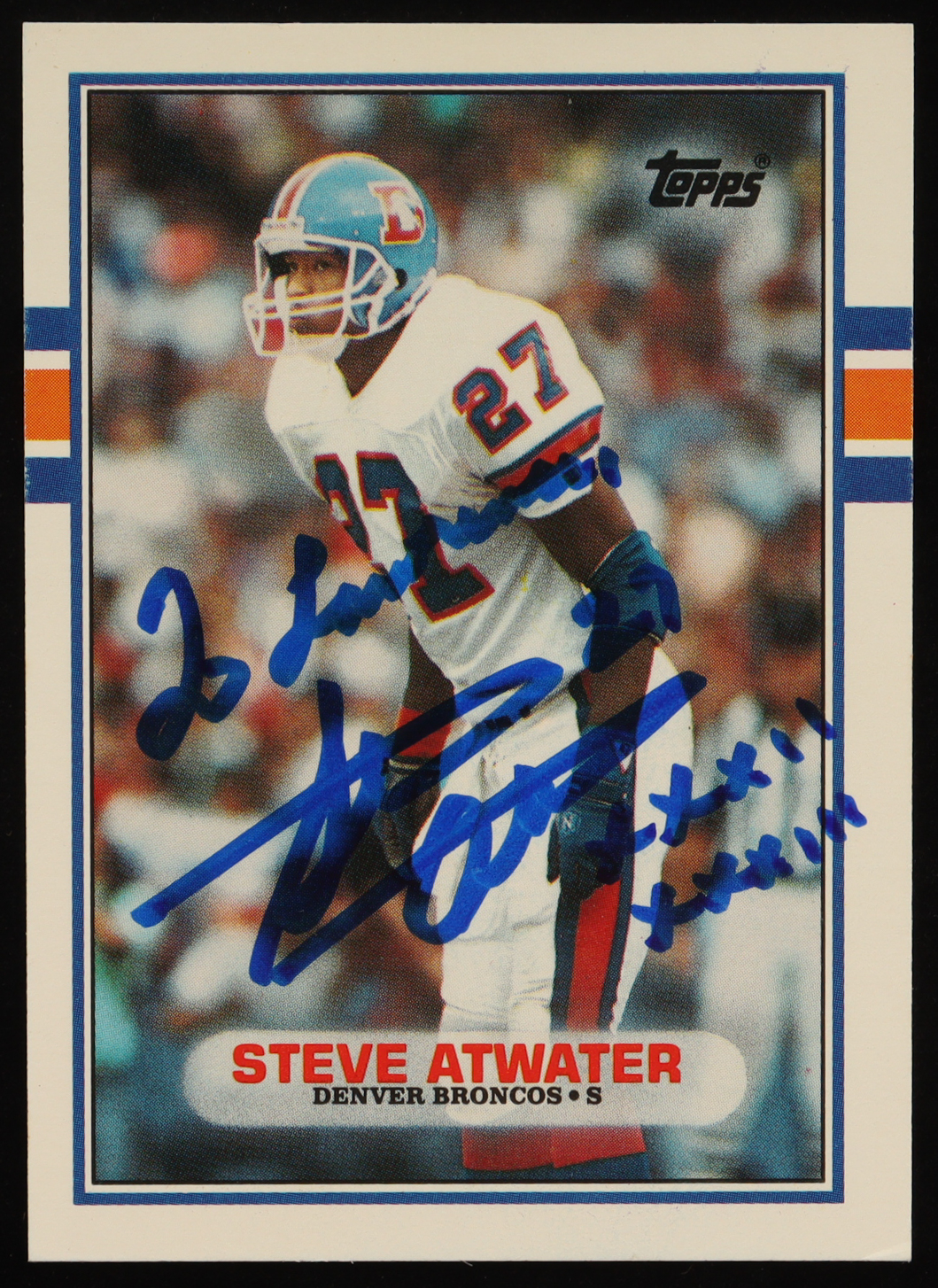 Steve Atwater Signed 1989 Topps Traded #52T RC "2 Lombardis XXXII XXXIII" (JSA) at PristineAuction.com Steve Atwater Signed 1989 Topps Traded #52T RC "2 Lombardis XXXII XXXIII" (JSA) at PristineAuction.com