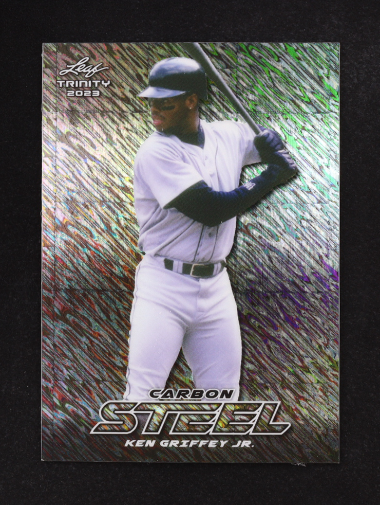 Ken Griffey Jr. 2023 Leaf Trinity Mega Box Steel Carbon Shimmer #S42 #7/10 at PristineAuction.com Ken Griffey Jr. 2023 Leaf Trinity Mega Box Steel Carbon Shimmer #S42 #7/10 at PristineAuction.com