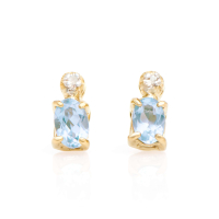 0.84 CTW Aquamarine & Diamond 18K Gold Plated Designer Earrings | Estimated Retail Value $1,189 (AMG) at PristineAuction.com