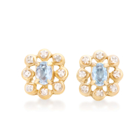 0.94 CTW Aquamarine & Diamond 18K Gold Plated Designer Earrings | Estimated Retail Value $1,189 (AMG) at PristineAuction.com