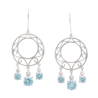 5.35 CTW Blue Topaz & Diamond Rhodium Designer Earrings | Estimated Retail Value $1,219 (AMG) at PristineAuction.com