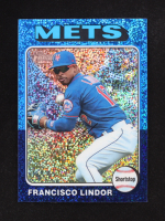 Francisco Lindor 2024 Topps Heritage Chrome Blue Sparkle Refractors #117 at PristineAuction.com