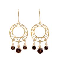 3.85 CTW Smokey Quartz & Diamond 18K Gold Plated Designer Earrings | Estimated Retail Value $1,219 (AMG) at PristineAuction.com