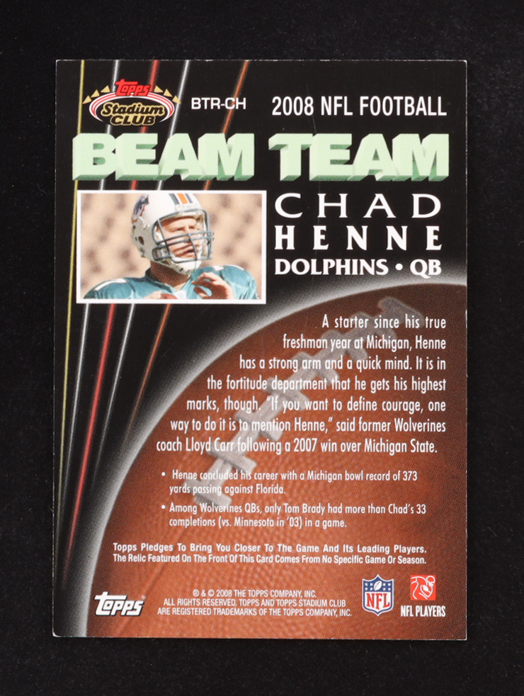 Chad Henne 2008 Stadium Club Beam Team Jerseys Retail #BTRCH RC at PristineAuction.com Chad Henne 2008 Stadium Club Beam Team Jerseys Retail #BTRCH RC at PristineAuction.com