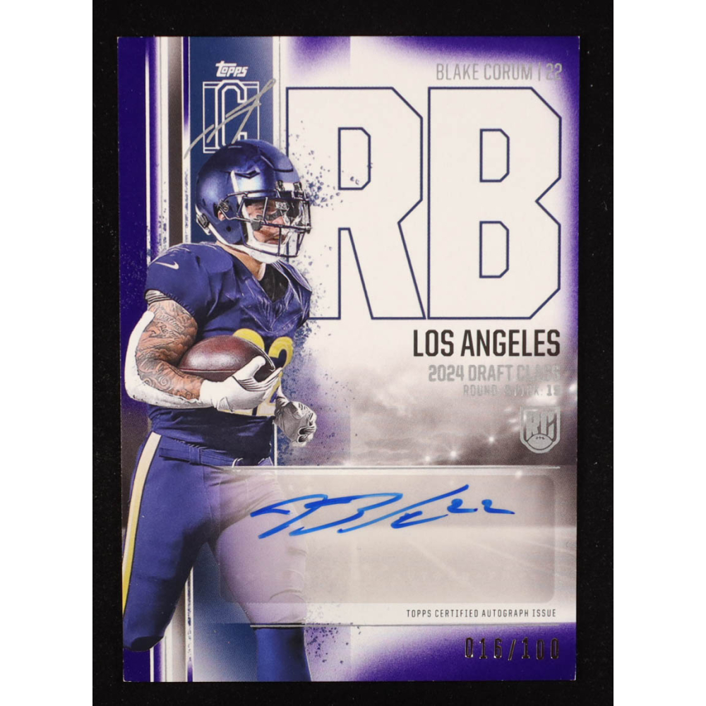 Blake Corum 2024 Topps Signature Class Rookie Autographs Purple #RCA-BC RC #16/100 at PristineAuction.com