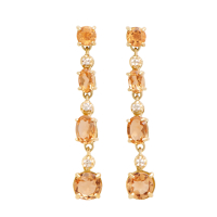 5.46 CTW Natural Citrine And Diamonds 18K Gold Plated Designer Earrings | Estimated Value $1,209 (AMG) at PristineAuction.com