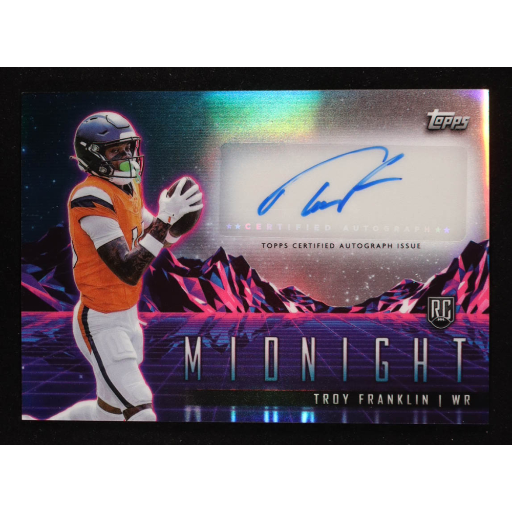 Troy Franklin 2024 Topps Midnight Rookie Horizon Signatures #RHSTF RC at PristineAuction.com Troy Franklin 2024 Topps Midnight Rookie Horizon Signatures #RHSTF RC at PristineAuction.com