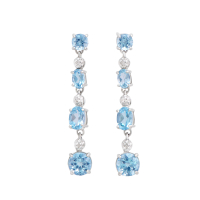 7.16 CTW Blue Topaz & Diamond Rhodium Designer Earrings | Estimated Retail Value $1,209 (AMG) at PristineAuction.com