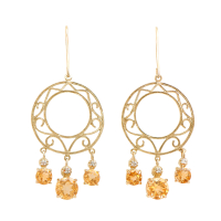 3.85 CTW Natural Citrine And Diamonds 18K Gold Plated Designer Earrings | Estimated Value $1,219 (AMG) at PristineAuction.com