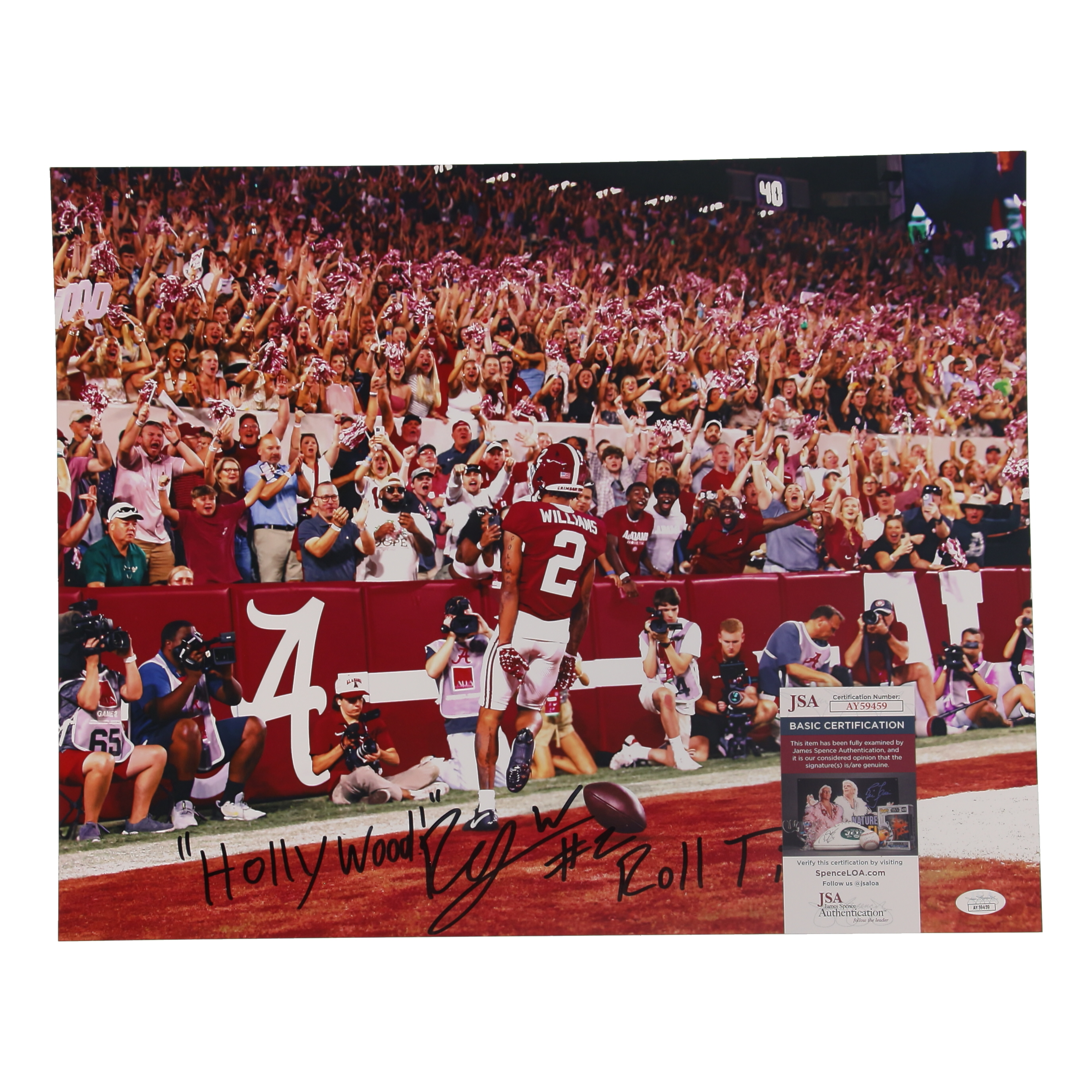 Ryan Williams Signed Alabama Crimson Tide 16x20 Photo Inscribed "Roll Tide! / Hollywood" (JSA) at PristineAuction.com Ryan Williams Signed Alabama Crimson Tide 16x20 Photo Inscribed "Roll Tide! / Hollywood" (JSA) at PristineAuction.com