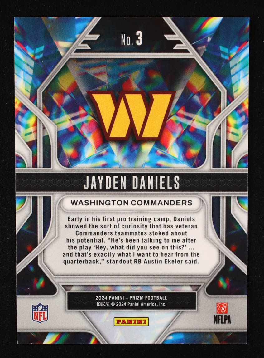 Jayden Daniels 2024 Panini Prizm Prizmatic #3 RC at PristineAuction.com Jayden Daniels 2024 Panini Prizm Prizmatic #3 RC at PristineAuction.com
