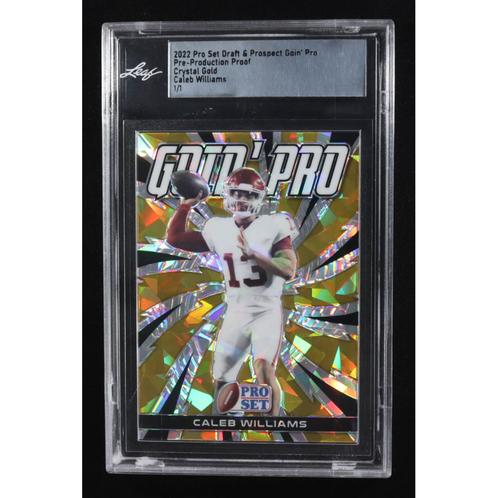 Caleb Williams 2022 Pro Set Draft & Prospect Goin' Pro Pre Production Proof Crystal Gold #NNO #1/1 RC (Leaf) at PristineAuction.com