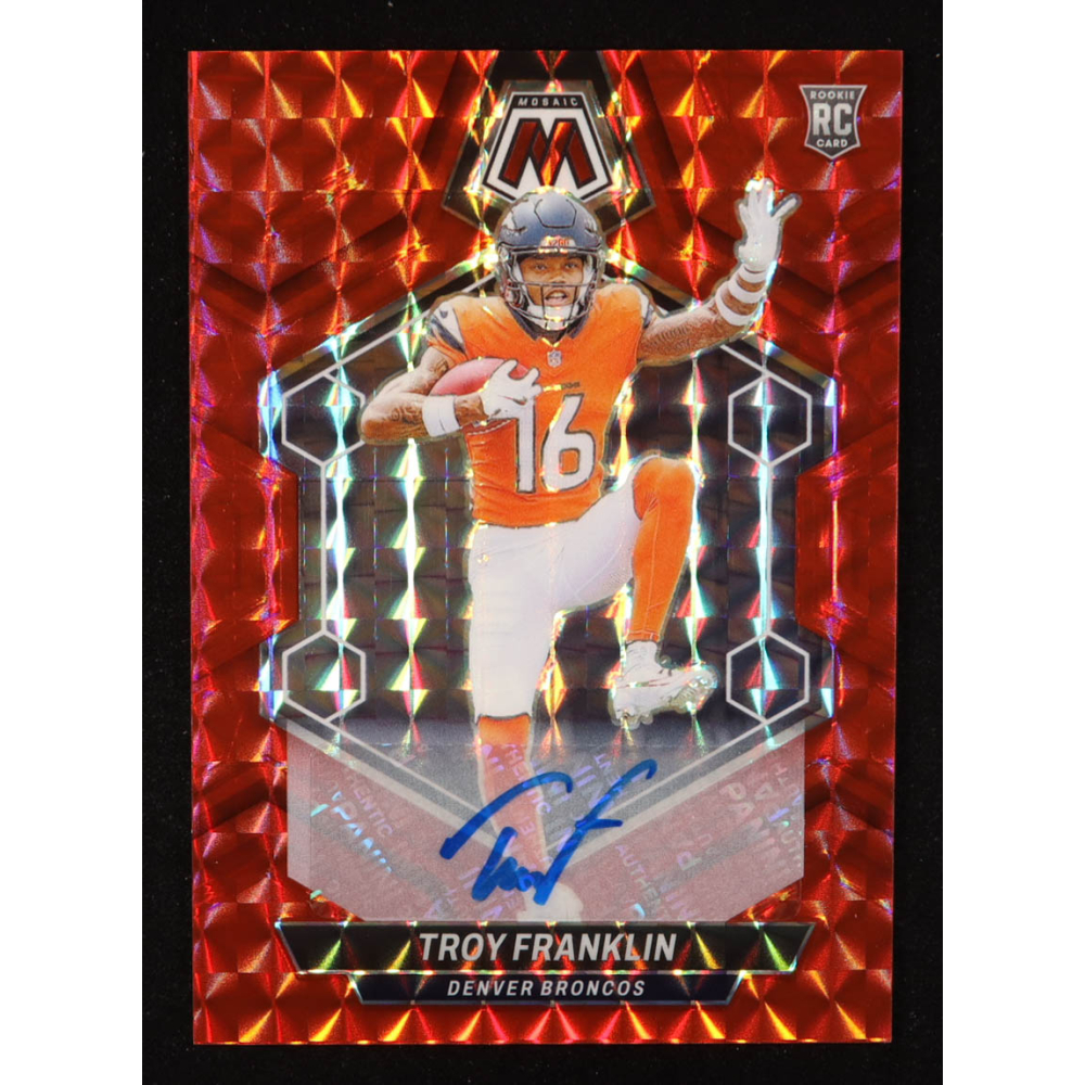Troy Franklin 2024 Panini Mosaic Rookie Autographs Mosaic Red #378 RC #186/199 at PristineAuction.com