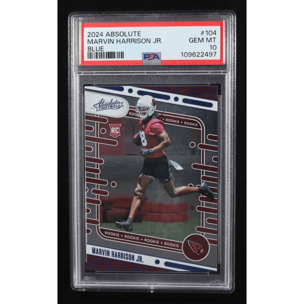 Marvin Harrison Jr. 2024 Panini Absolute Blue #104 RC (PSA 10) at PristineAuction.com