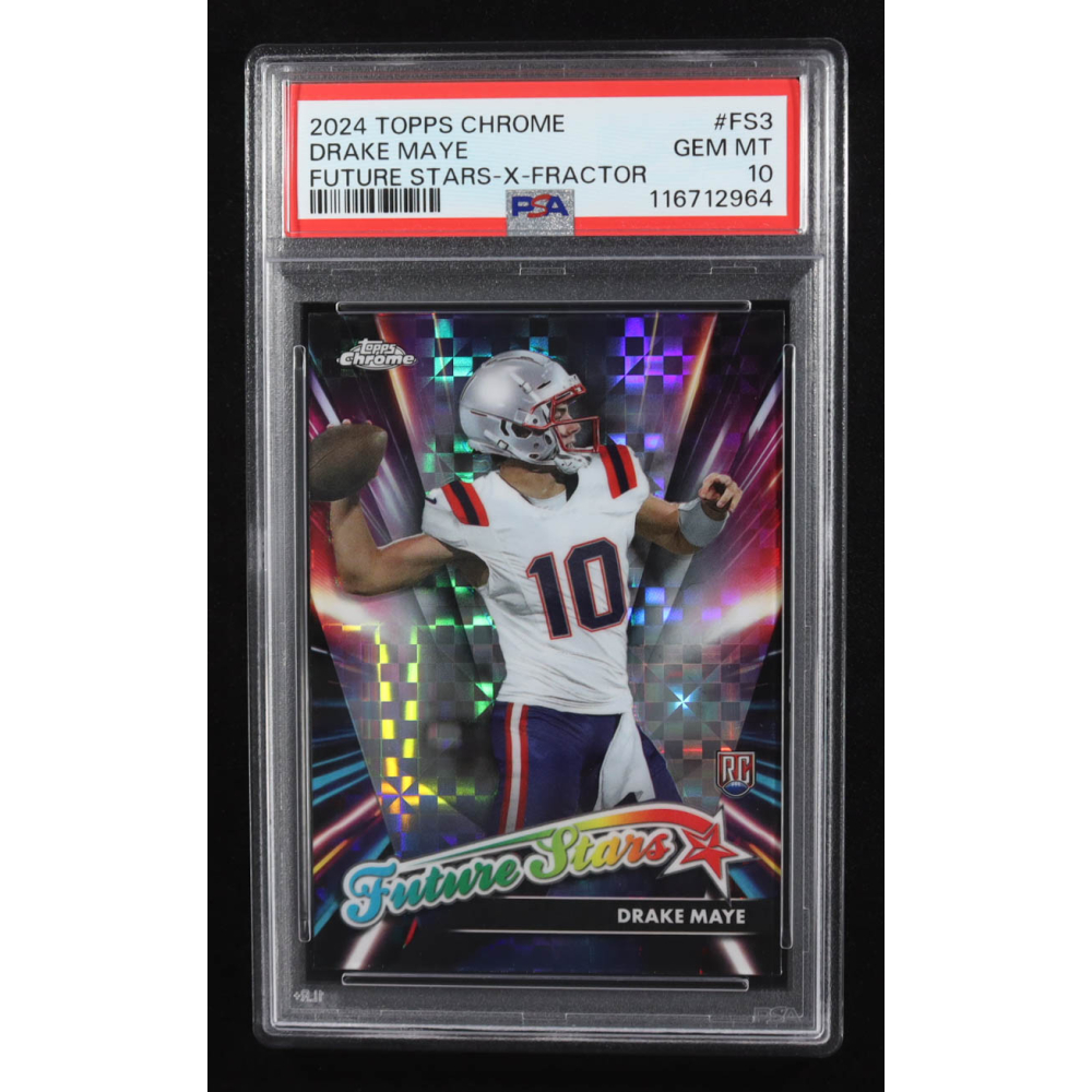 Drake Maye 2024 Topps Chrome Future Stars X Fractor #FS3 RC (PSA 10) at PristineAuction.com