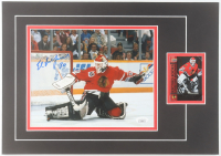 Ed Belfour Signed Blackhawks 12x17 Custom Matted Photo Display with 2022-23 Upper Deck Tim Hortons Legends - Record Books #RB-8 Trading Card (JSA) at PristineAuction.com