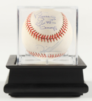 Darryl Strawberry & Dwight Gooden Signed ONL Baseball in Display Case Inscribed "86 WS Champs" (PSA) at PristineAuction.com