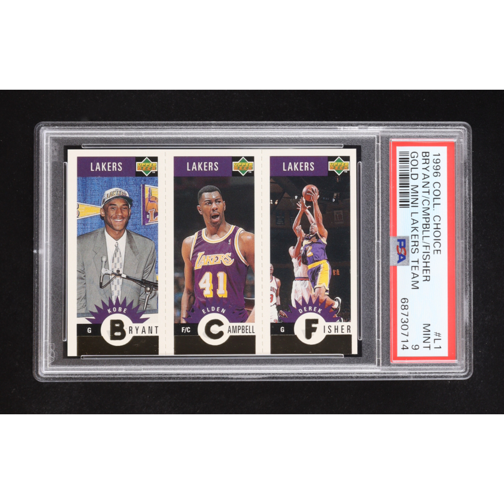 Kobe Bryant/ Elden Campbell/ Derek Fisher 1996 Upper Deck Gold Mini Lakers Team #1L1 (PSA 9) at PristineAuction.com