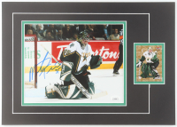 Marty Turco Signed Stars 12x17 Custom Matted Photo Display with 2007-08 Fleer Ultra Gold Medallion #131 Trading Card (JSA) at PristineAuction.com