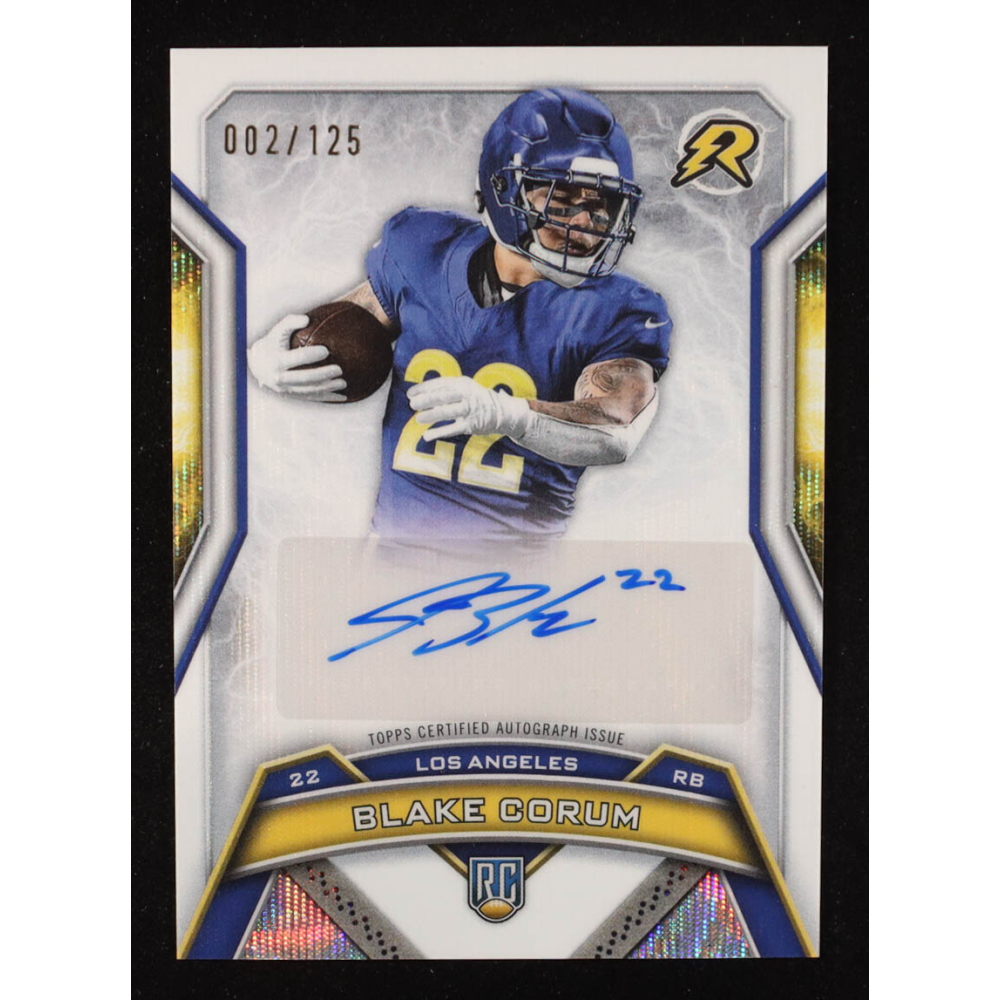 Blake Corum 2024 Topps Resurgence Resurgence Rookie Signatures White Surge #RRSBC #2/125 RC at PristineAuction.com