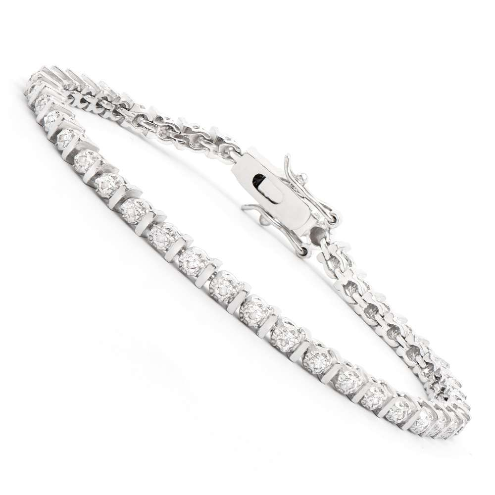 0.21 CTW Natural Diamonds Rhodium Plated Designer Bracelet | Estimated Value $2,099 (AMG) at PristineAuction.com